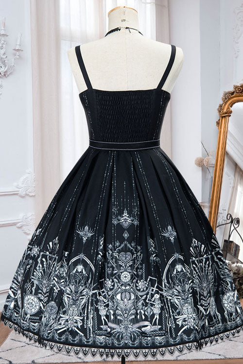 Sweet Lolita JSK - Dark Black Eye Of Red Heart, 2 Colors, Square Collar, High Waist - additional product view 5
