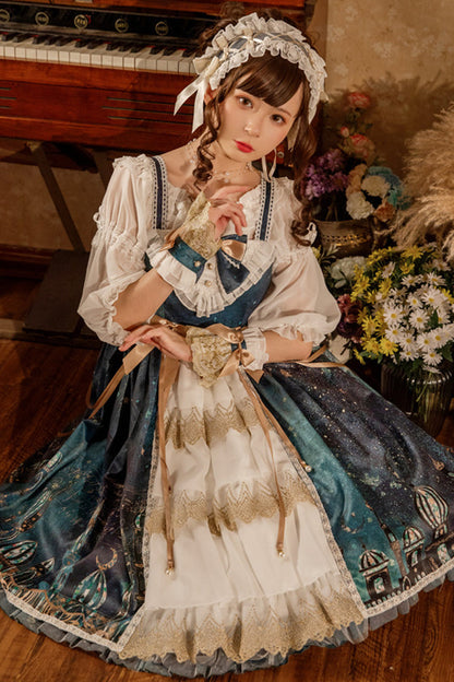 Sweet Lolita JSK - Dark Blue Night Of The Magic, Blue, Bow Detail, Classic Style - additional product view 4