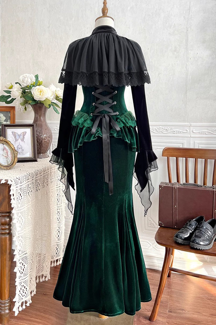 Sweet Lolita JSK - Dark Forest, Green, Fishtail Silhouette, Ruffled, Embroidered - additional product view 2