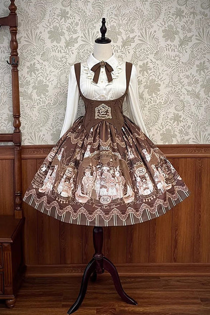 Sweet Lolita JSK - Doll's House Print, 2 Colors, Short Version, Short Length, Ruffled - additional product view 3