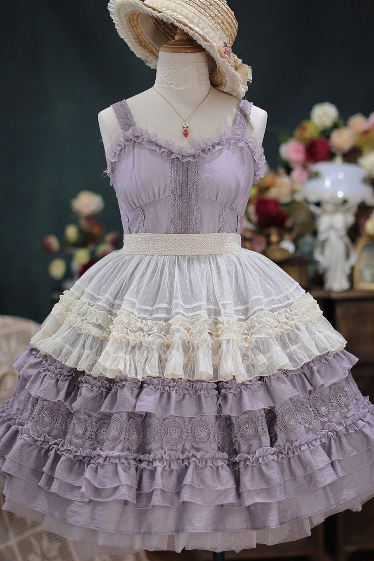 Sweet Lolita JSK - Dream Bouquet Elegant French, 4 Colors, Layered, Ruffled - additional product view 2