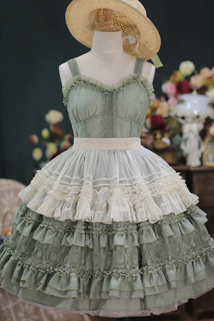 Sweet Lolita JSK - Dream Bouquet Elegant French, 4 Colors, Layered, Ruffled - additional product view 6