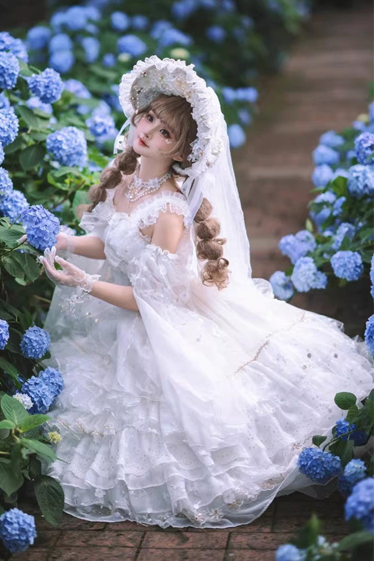 Sweet Lolita JSK - Dreamy Waltz, White, Bow Detail, Lace Trim, Ruffled - additional product view 2