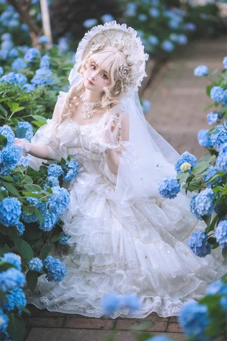 Sweet Lolita JSK - Dreamy Waltz, White, Bow Detail, Lace Trim, Ruffled - additional product view 7