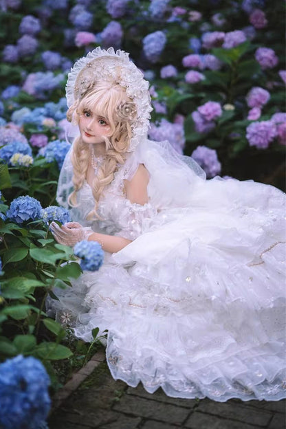 Sweet Lolita JSK - Dreamy Waltz, White, Bow Detail, Lace Trim, Ruffled - additional product view 9