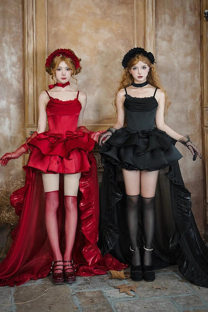 Sweet Lolita JSK - Duet, Red, Layered, Bow Detail, Ruffled - Lolita Coordinate Dress - additional product view 3
