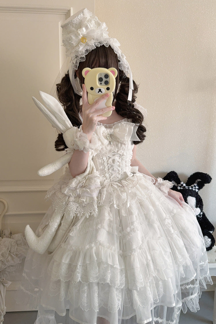 Sweet Lolita JSK - Eternal Vow, White, Lace Trim, Ruffled, Layered - additional product view 2