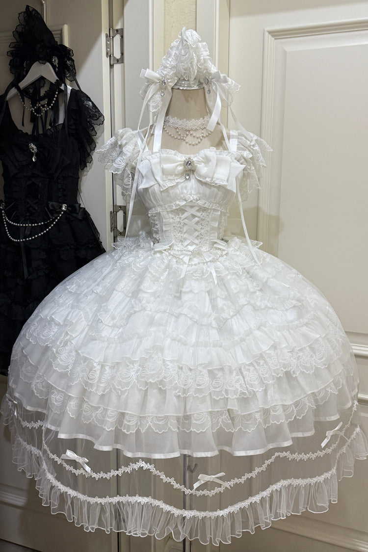 Sweet Lolita JSK - Eternal Vow, White, Lace Trim, Ruffled, Layered - additional product view 3