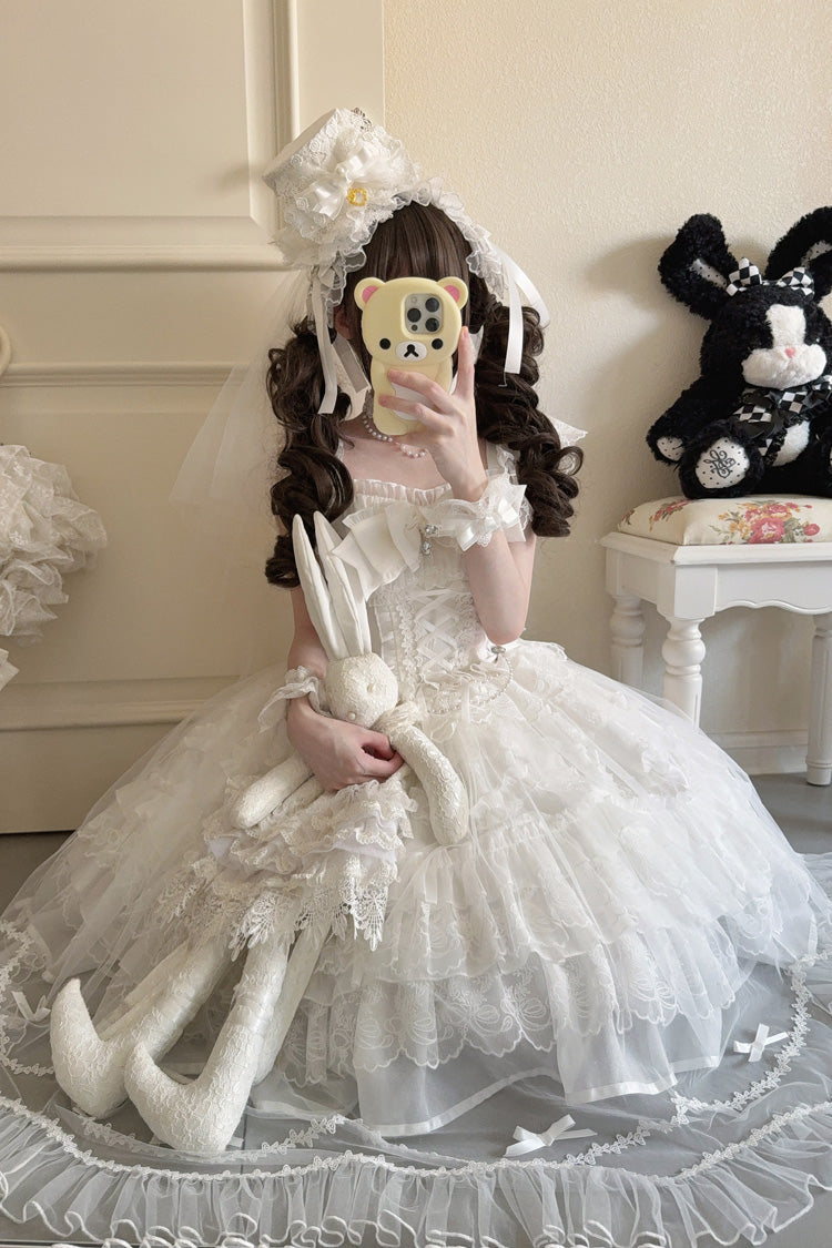 Sweet Lolita JSK - Eternal Vow, White, Lace Trim, Ruffled, Layered - additional product view 7