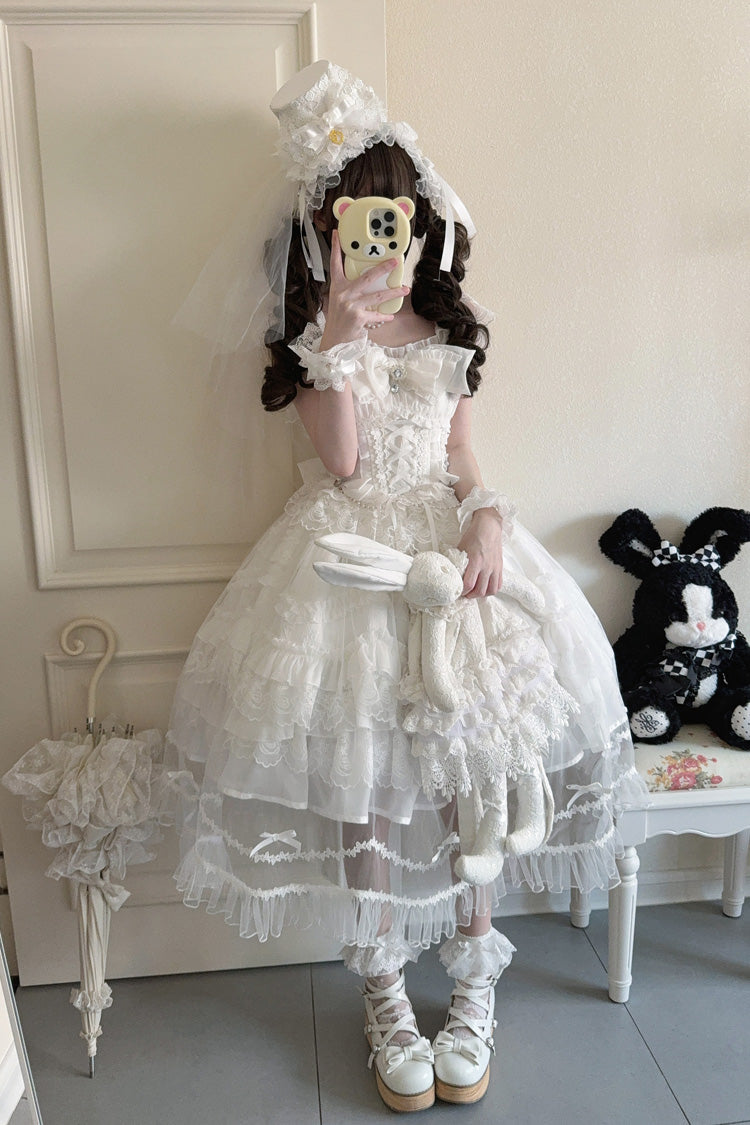 Sweet Lolita JSK - Eternal Vow, White, Lace Trim, Ruffled, Layered - additional product view 9