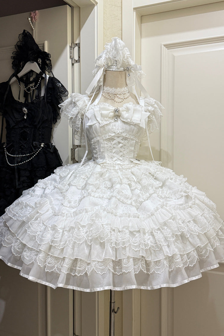 Sweet Lolita JSK - Eternal Vow, White, Lace Trim, Ruffled, Layered - main product image