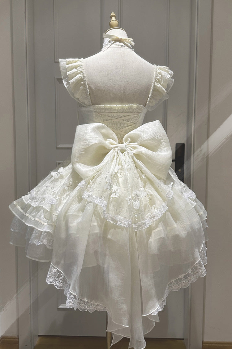 Sweet Lolita JSK - First Love, Ivory, Lace-Up, Bow Detail, Lace Trim - additional product view 3