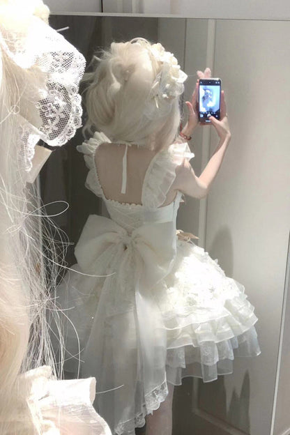 Sweet Lolita JSK - First Love, Ivory, Lace-Up, Bow Detail, Lace Trim - additional product view 6