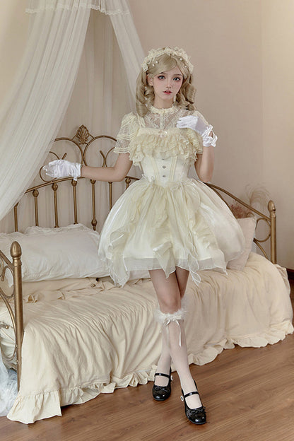 Sweet Lolita JSK - Floating Light Song, Ivory, Ruffled, Bow Detail, Lace Trim - additional product view 4