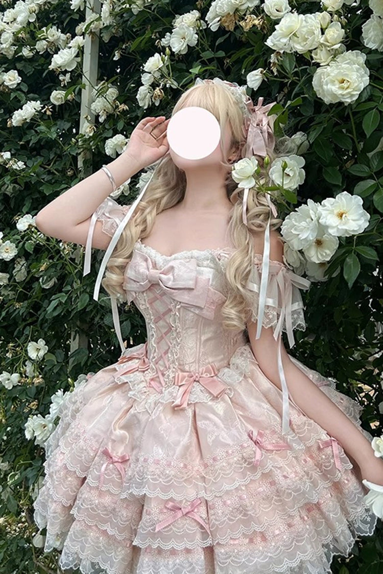 Sweet Lolita JSK - Flora Isle Butterfly, Pink, Lace-Up, Bow Detail, Lace Trim - additional product view 3