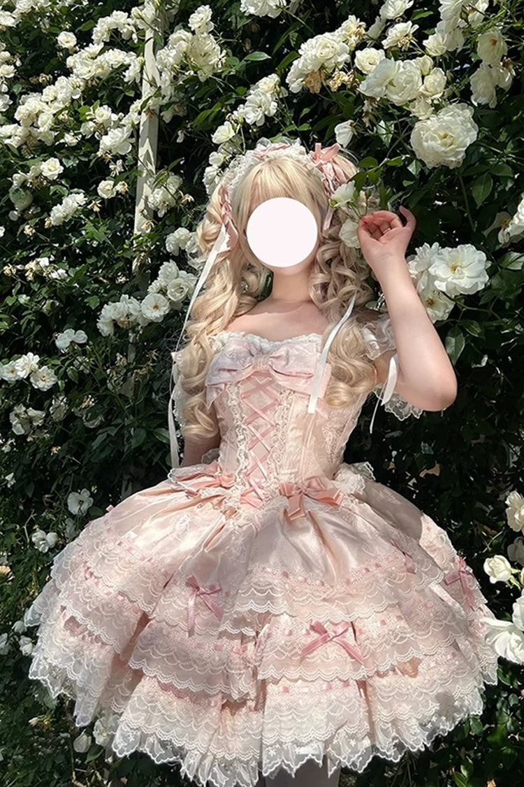 Sweet Lolita JSK - Flora Isle Butterfly, Pink, Lace-Up, Bow Detail, Lace Trim - additional product view 5