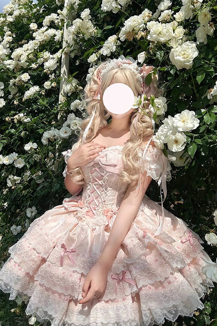 Sweet Lolita JSK - Flora Isle Butterfly, Pink, Lace-Up, Bow Detail, Lace Trim - additional product view 6