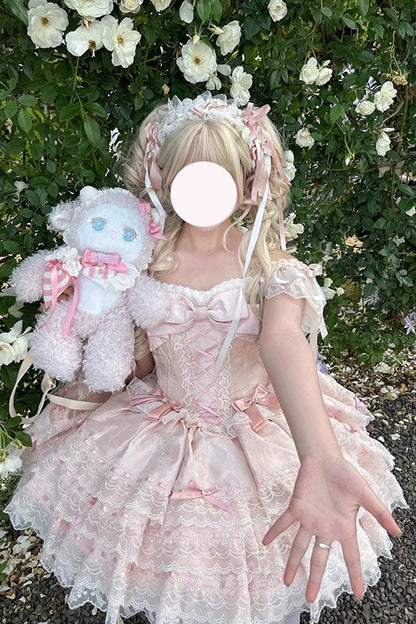 Sweet Lolita JSK - Flora Isle Butterfly, Pink, Lace-Up, Bow Detail, Lace Trim - additional product view 7