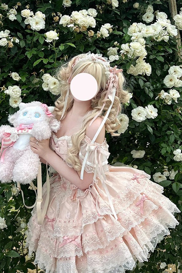 Sweet Lolita JSK - Flora Isle Butterfly, Pink, Lace-Up, Bow Detail, Lace Trim - additional product view 8