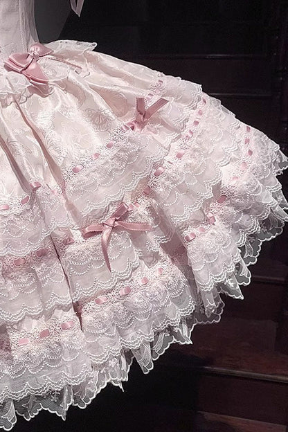 Sweet Lolita JSK - Flora Isle Butterfly, Pink, Lace-Up, Bow Detail, Lace Trim - additional product view 9
