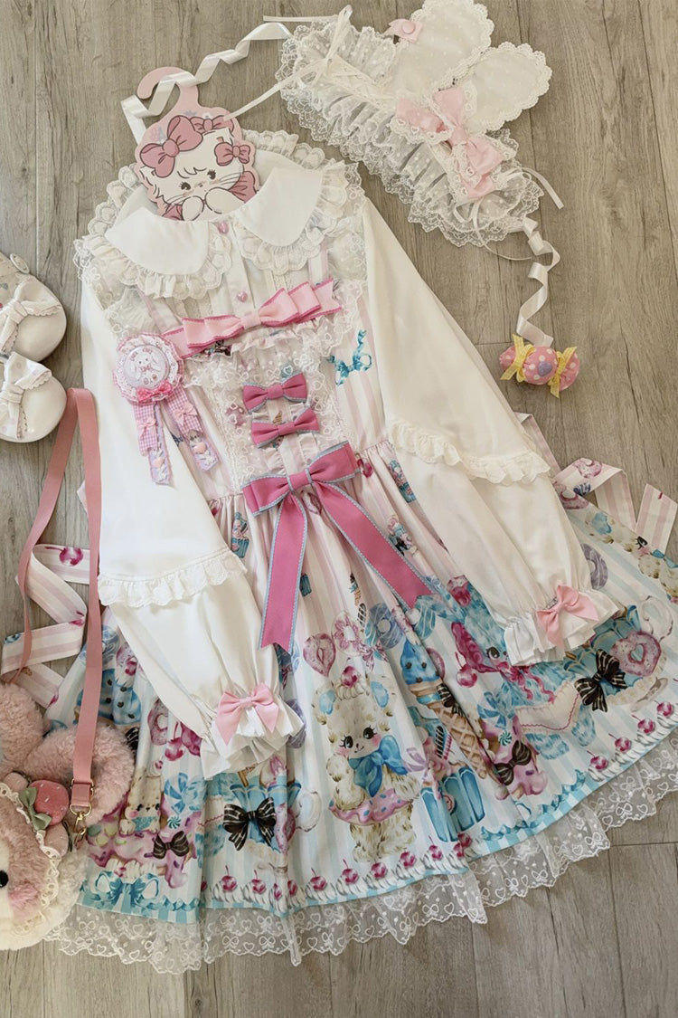Sweet Lolita JSK - Floral Whisper, White, Lace Trim, Ruffled, Printed - additional product view 4