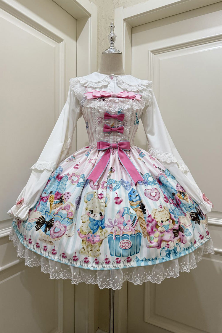 Sweet Lolita JSK - Floral Whisper, White, Lace Trim, Ruffled, Printed - main product image