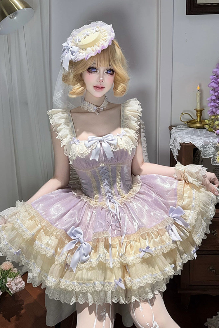 Sweet Lolita JSK - Flory Butterfly, Purple, Layered, Lace-Up, Ballet-Inspired Style - additional product view 6