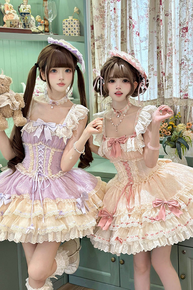 Sweet Lolita JSK - Flory Butterfly, Purple, Layered, Lace-Up, Ballet-Inspired Style - additional product view 8