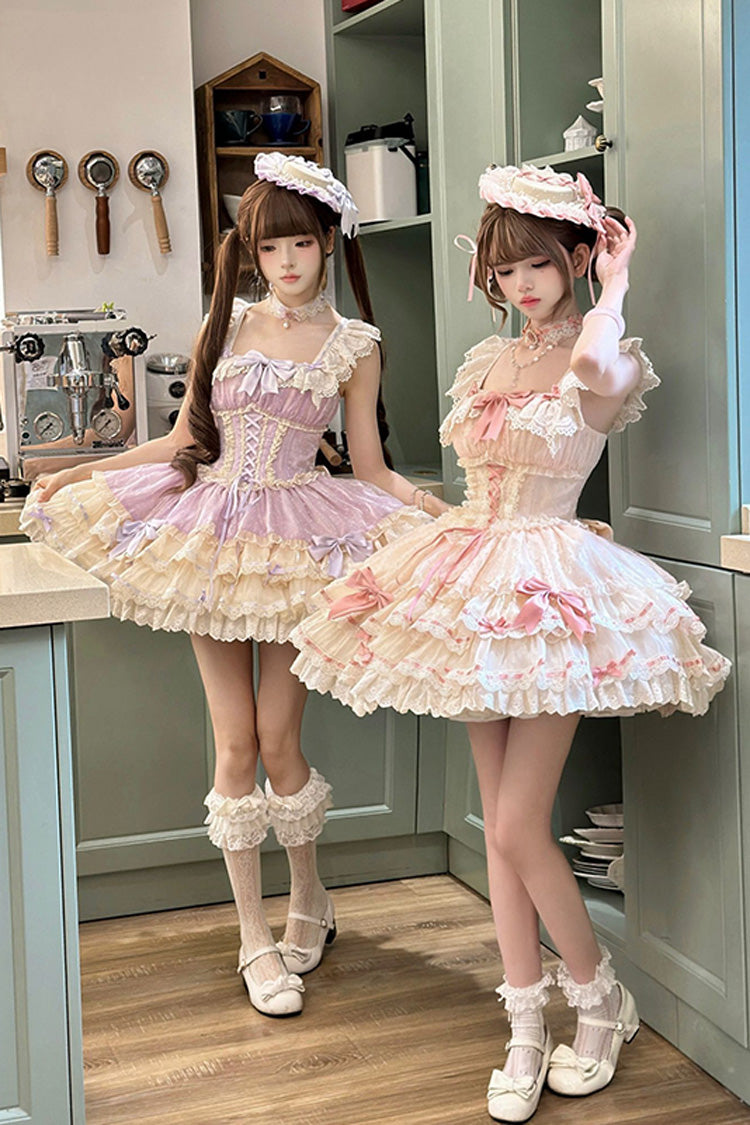 Sweet Lolita JSK - Flory Butterfly, Purple, Layered, Lace-Up, Ballet-Inspired Style - additional product view 9