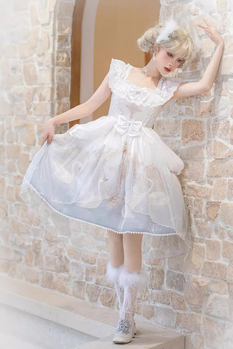 Sweet Lolita JSK - Flower And Letter, 2 Colors, Printed, Bow Detail, Ruffled - additional product view 6