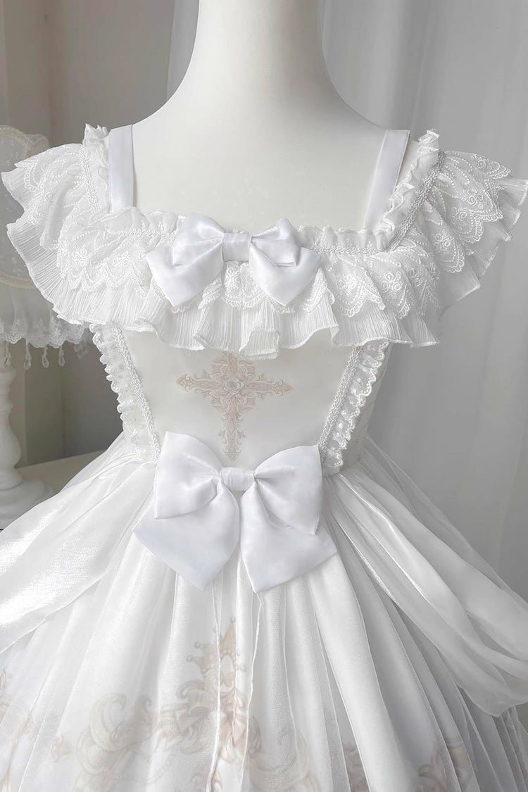 Sweet Lolita JSK - Flower And Letter, 2 Colors, Printed, Bow Detail, Ruffled - additional product view 9