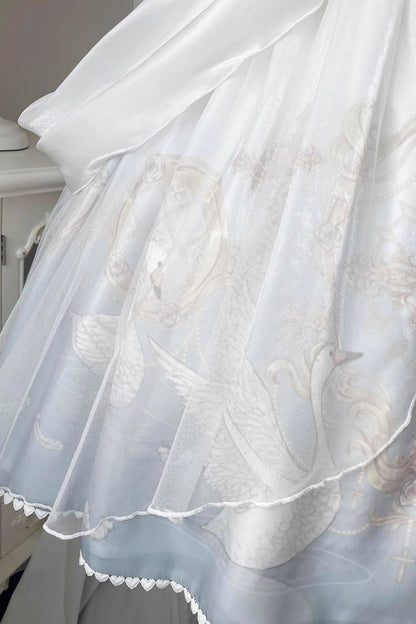 Sweet Lolita JSK - Flower And Letter, 2 Colors, Printed, Bow Detail, Ruffled - additional product view 10