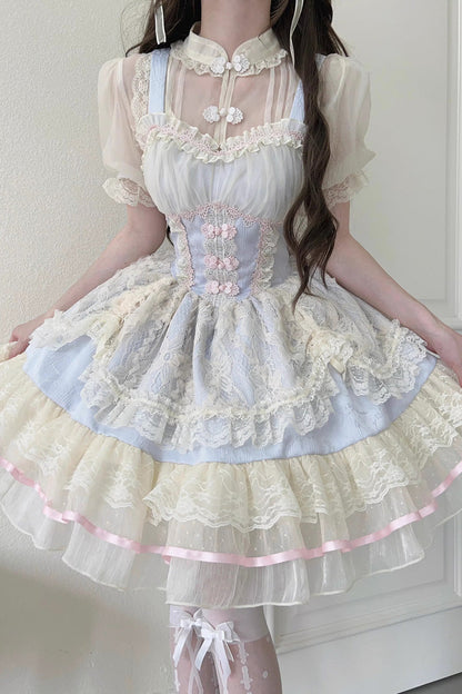 Sweet Lolita JSK - Flower Bud Halterneck Print, 3 Colors, Chinese-Inspired Style - additional product view 5