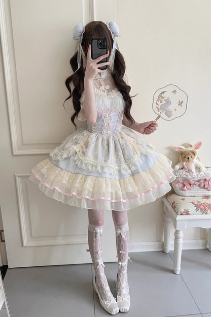 Sweet Lolita JSK - Flower Bud Halterneck Print, 3 Colors, Chinese-Inspired Style - additional product view 7