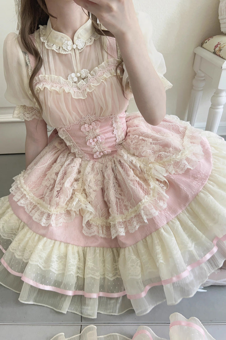 Sweet Lolita JSK - Flower Bud Halterneck Print, 3 Colors, Chinese-Inspired Style - additional product view 8