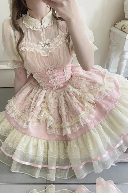 Sweet Lolita JSK - Flower Bud Halterneck Print, 3 Colors, Chinese-Inspired Style - additional product view 8