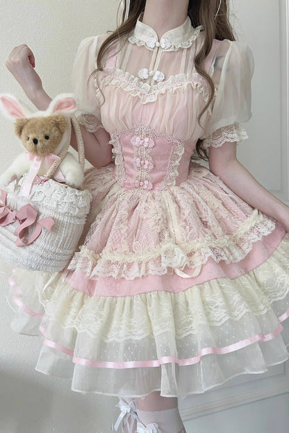 Sweet Lolita JSK - Flower Bud Halterneck Print, 3 Colors, Chinese-Inspired Style - additional product view 9