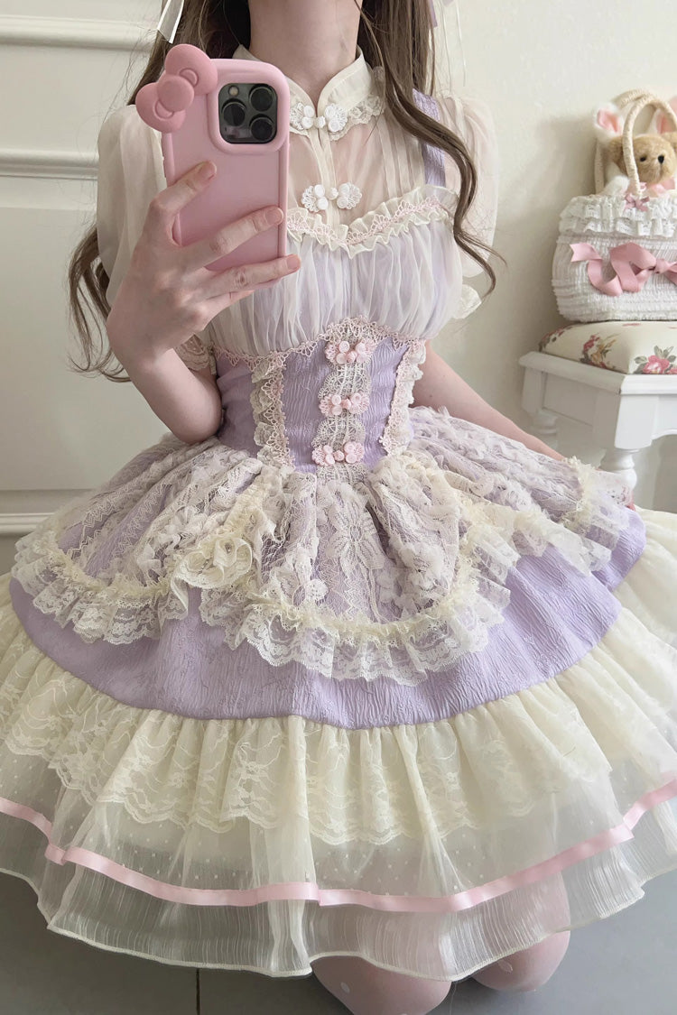 Sweet Lolita JSK - Flower Bud Halterneck Print, 3 Colors, Chinese-Inspired Style - additional product view 10