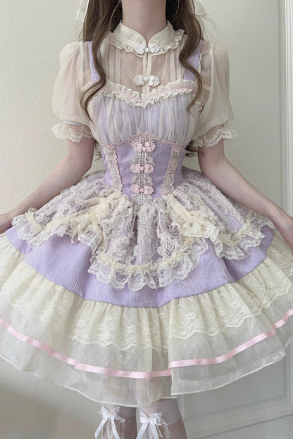 Sweet Lolita JSK - Flower Bud Halterneck Print, 3 Colors, Chinese-Inspired Style - additional product view 11