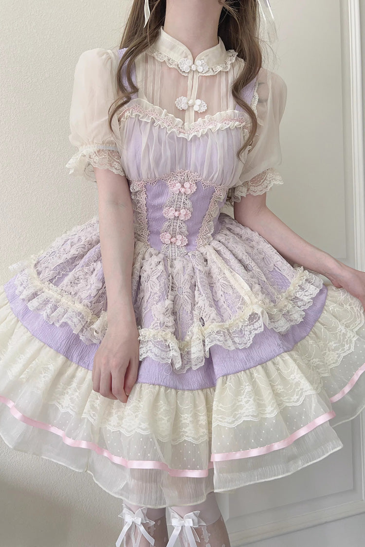 Sweet Lolita JSK - Flower Bud Halterneck Print, 3 Colors, Chinese-Inspired Style - additional product view 12