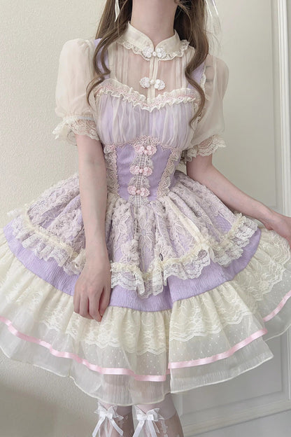 Sweet Lolita JSK - Flower Bud Halterneck Print, 3 Colors, Chinese-Inspired Style - additional product view 12
