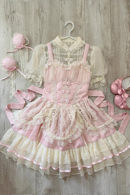 Sweet Lolita JSK - Flower Bud Halterneck Print, 3 Colors, Chinese-Inspired Style - additional product view 14
