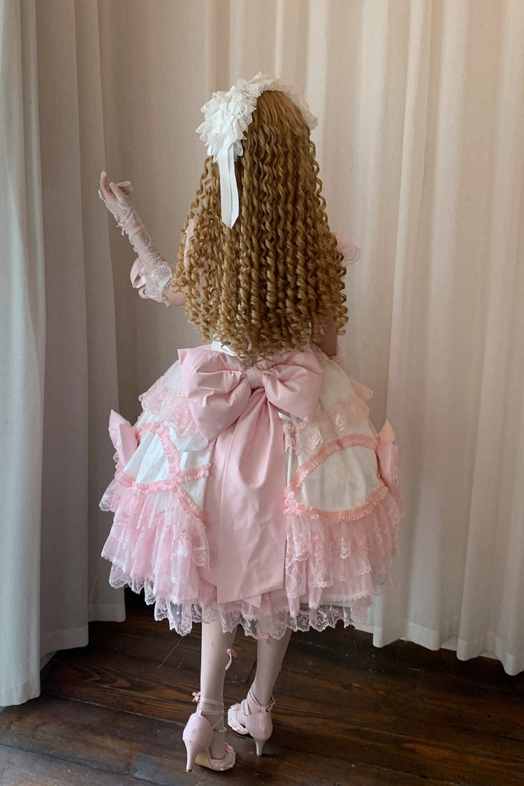 Sweet Lolita JSK - Flower Dream Isle, 2 Colors, Square Collar, Layered, Bow Detail - additional product view 4