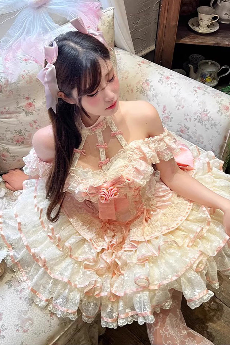 Sweet Lolita JSK - Flower Language Of Eros, Pink, Ballet-Inspired Style, Bow Detail - additional product view 2