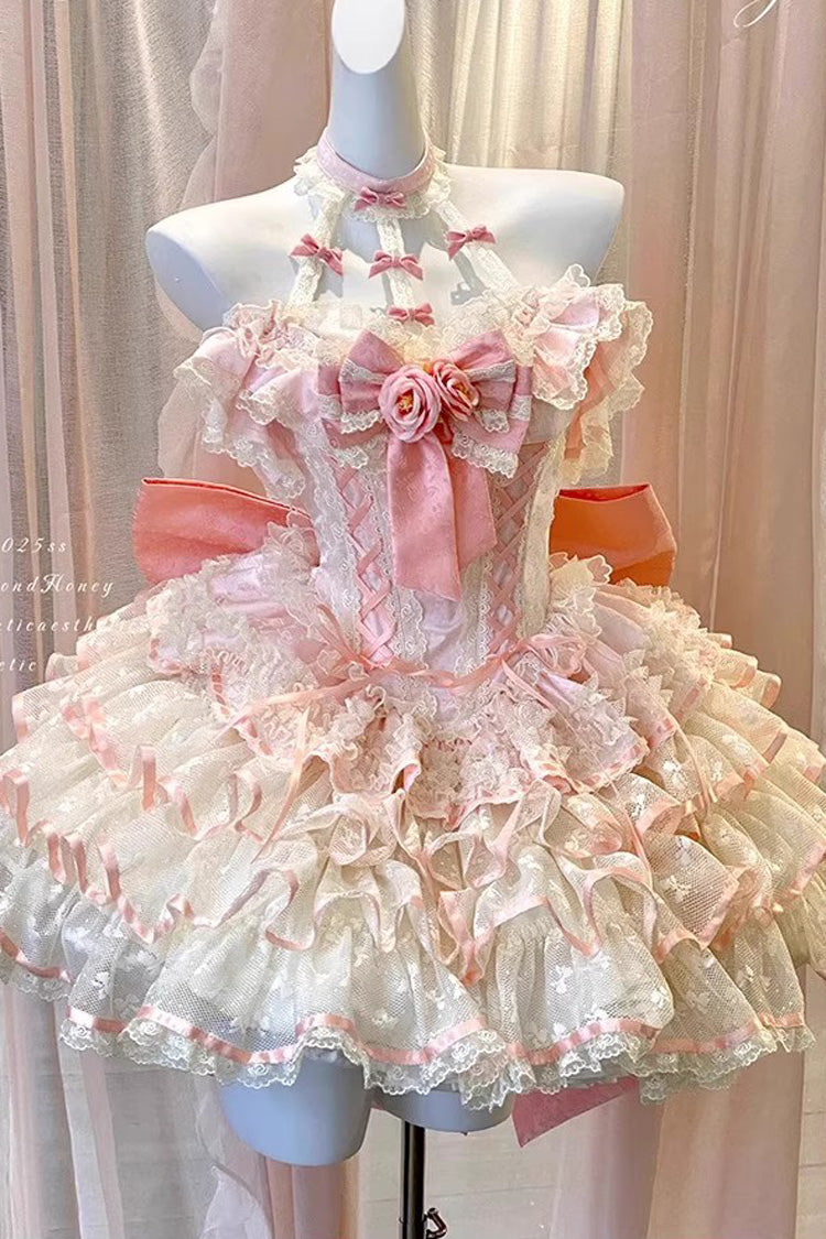 Sweet Lolita JSK - Flower Language Of Eros, Pink, Ballet-Inspired Style, Bow Detail - additional product view 3