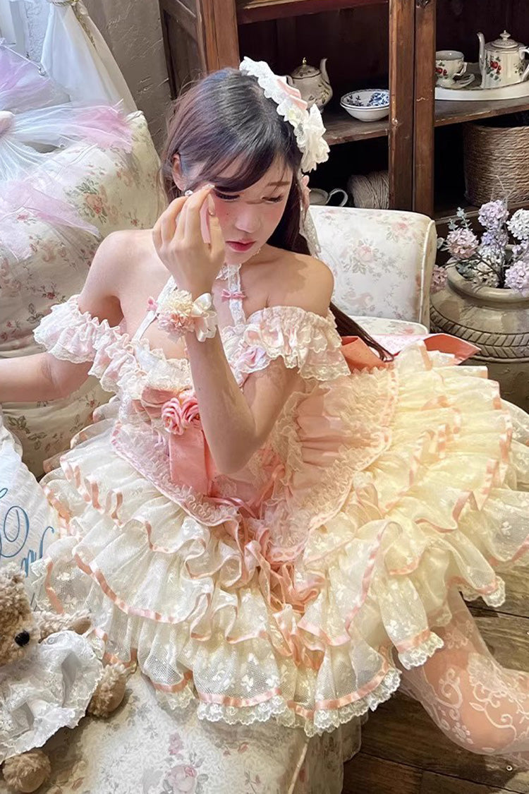 Sweet Lolita JSK - Flower Language Of Eros, Pink, Ballet-Inspired Style, Bow Detail - additional product view 4