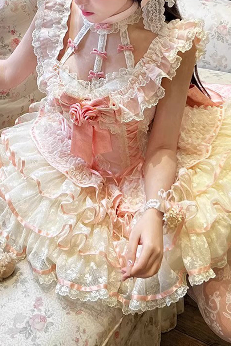 Sweet Lolita JSK - Flower Language Of Eros, Pink, Ballet-Inspired Style, Bow Detail - additional product view 6