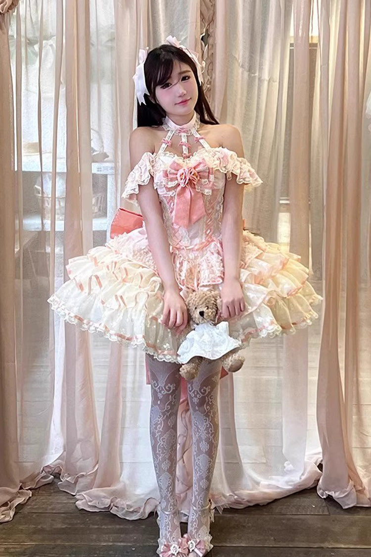 Sweet Lolita JSK - Flower Language Of Eros, Pink, Ballet-Inspired Style, Bow Detail - additional product view 7