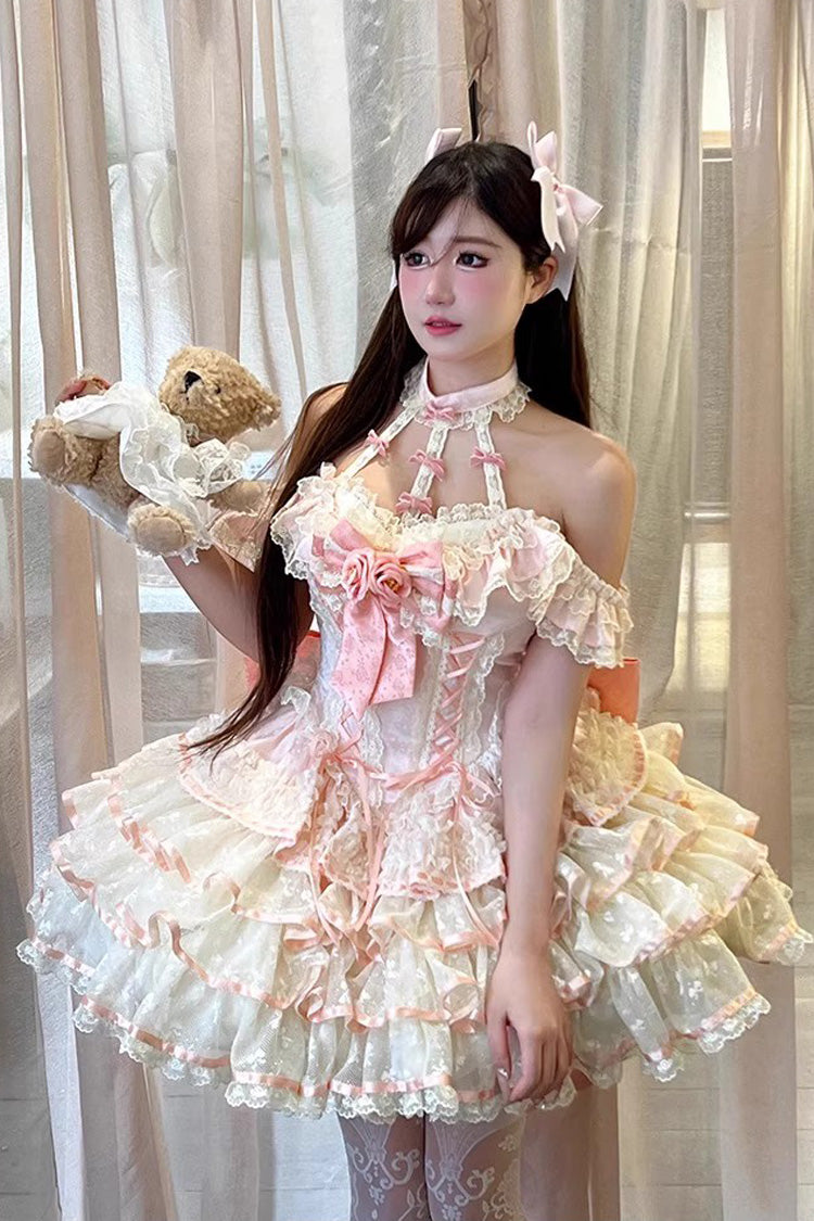 Sweet Lolita JSK - Flower Language Of Eros, Pink, Ballet-Inspired Style, Bow Detail - main product image