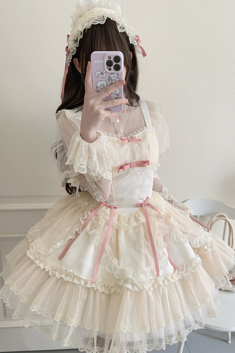 Sweet Lolita JSK - Flower Season, 4 Colors, Ballet-Inspired Style, Bow Detail, Lace Trim - additional product view 10